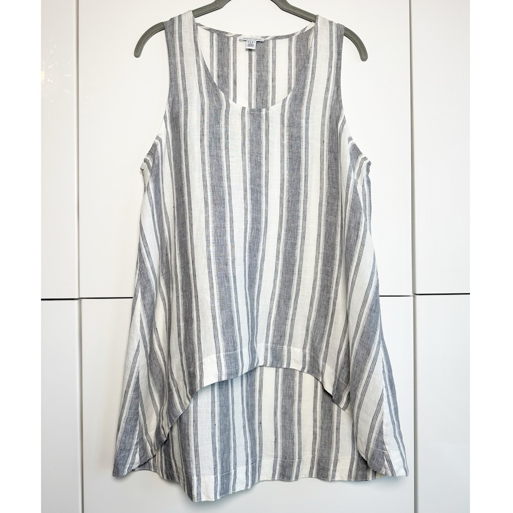 Saks Fifth Avenue Linen Tank Top Medium High Low Hem Scandinavian Boho Granola